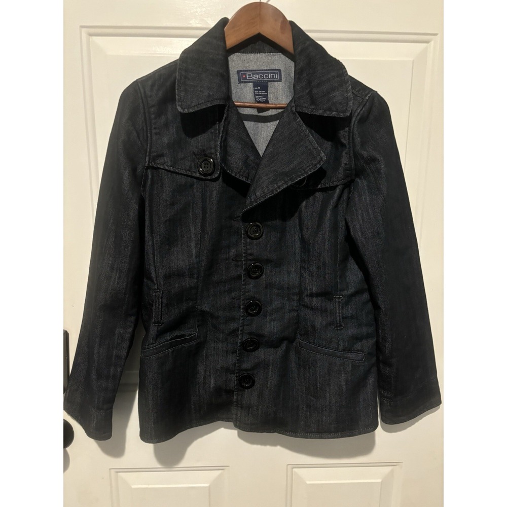 Baccini Women's‎ Blue Dark Wash Jean Jacket Size Medium Button Front